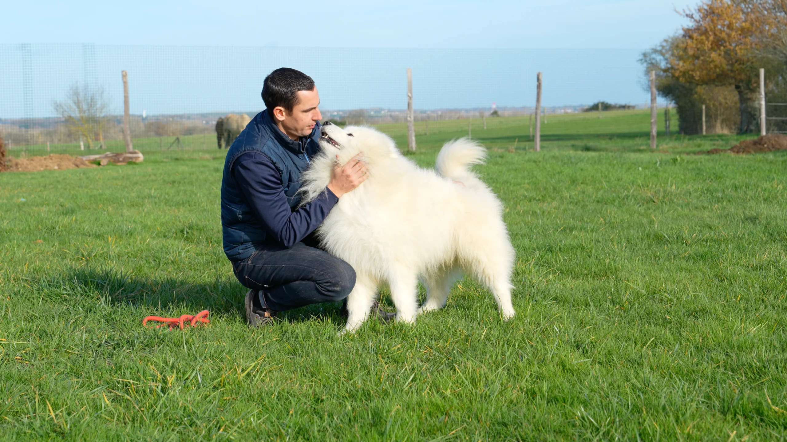 Profesional con mascota y familia